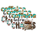(3 Pack) Caffeine Before Chaos Decals - Sunflower Coffee - Laptop Decal - Coffee Lover Stickers - 3 Inches On Longest Side - Easy Peel & Apply - Made in USA - 3MCS6297