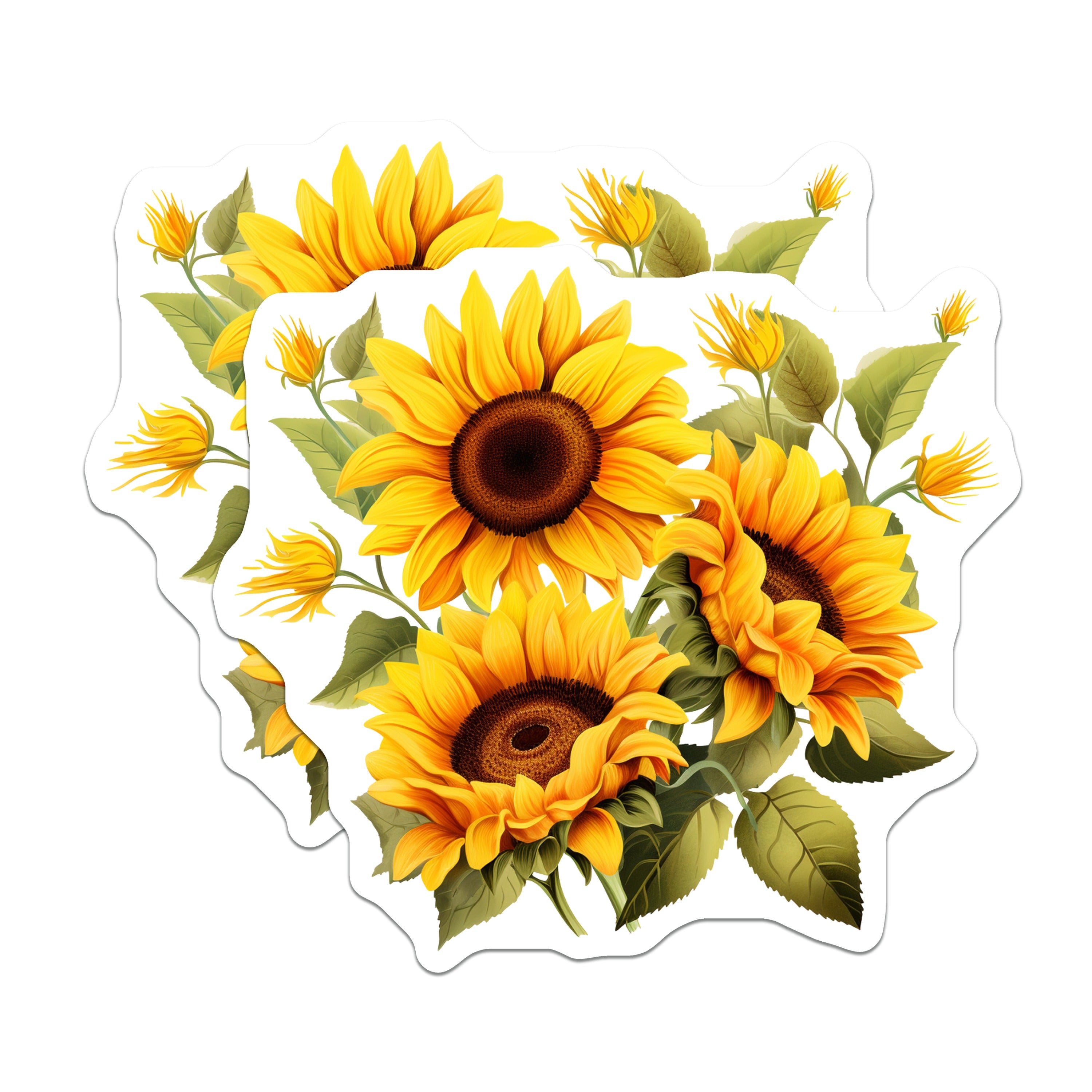 (2 Pack) Sunflower Magnets - Cheerful Botanical Floral Decor - Vibrant Summer Kitchen Fridge Art - 5 Inches On Longest Side - Thick Durable Magnet - Made in USA - MAG39195
