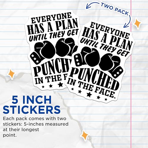 (2 Pack) Motivational Boxing Stickers - Inspirational Quote - Boxing Gloves Decal - 5" On Longest Side - Sticks to Smooth Flat Surfaces - Made in USA - BMCS8726