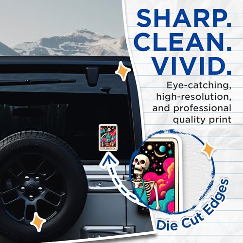 (2 Pack) Skeleton Barista Stickers - Coffee Lover Stickers - Colorful Art Stickers - 5" On Longest Side - Sticks to Smooth Flat Surfaces - Made in USA - BMCS5353