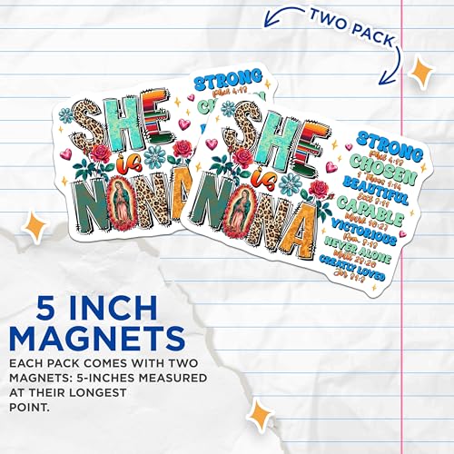 (2 Pack) She is Nona Magnets Magnets - 5" On Longest Side - Made in USA - Sticks to Refrigerators & Metal Surfaces - MAG8467