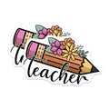 (2 Pack) Teacher Pencil Magnets - Floral Teacher - Teacher Appreciation Magnets - 5" On Longest Side - Premium Magnet - for Cars, Refrigerators, Toolboxes, Lockers - Made in USA - MAG18191