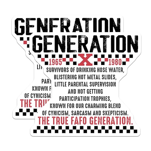 (2 Pack) Generation X Stickers - Nostalgia Stickers - Funny Gen X - 5" On Longest Side - Sticks to Smooth Flat Surfaces - Made in USA - BMCS6097