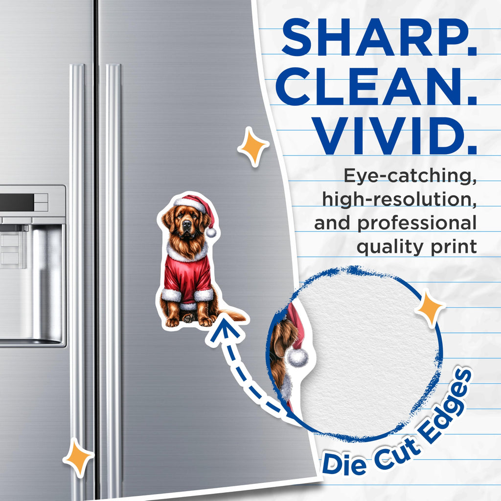 (2 Pack) Christmas Dog Magnets - Santa Dog Decor - Holiday Refrigerator Accents - Pet Lover - 5 Inches On Longest Side - Thick Durable Magnet - Made in USA - MAG30702