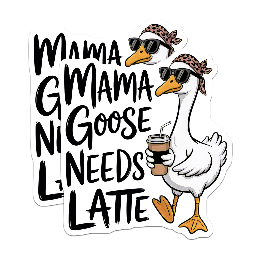 (2 Pack) Mama Goose Needs Latte Magnets - Funny Mom Life - Coffee Lover Kitchen Decor - Mother's Day Idea - 5 Inches On Longest Side - Thick Durable Magnet - Made in USA - MAG38483