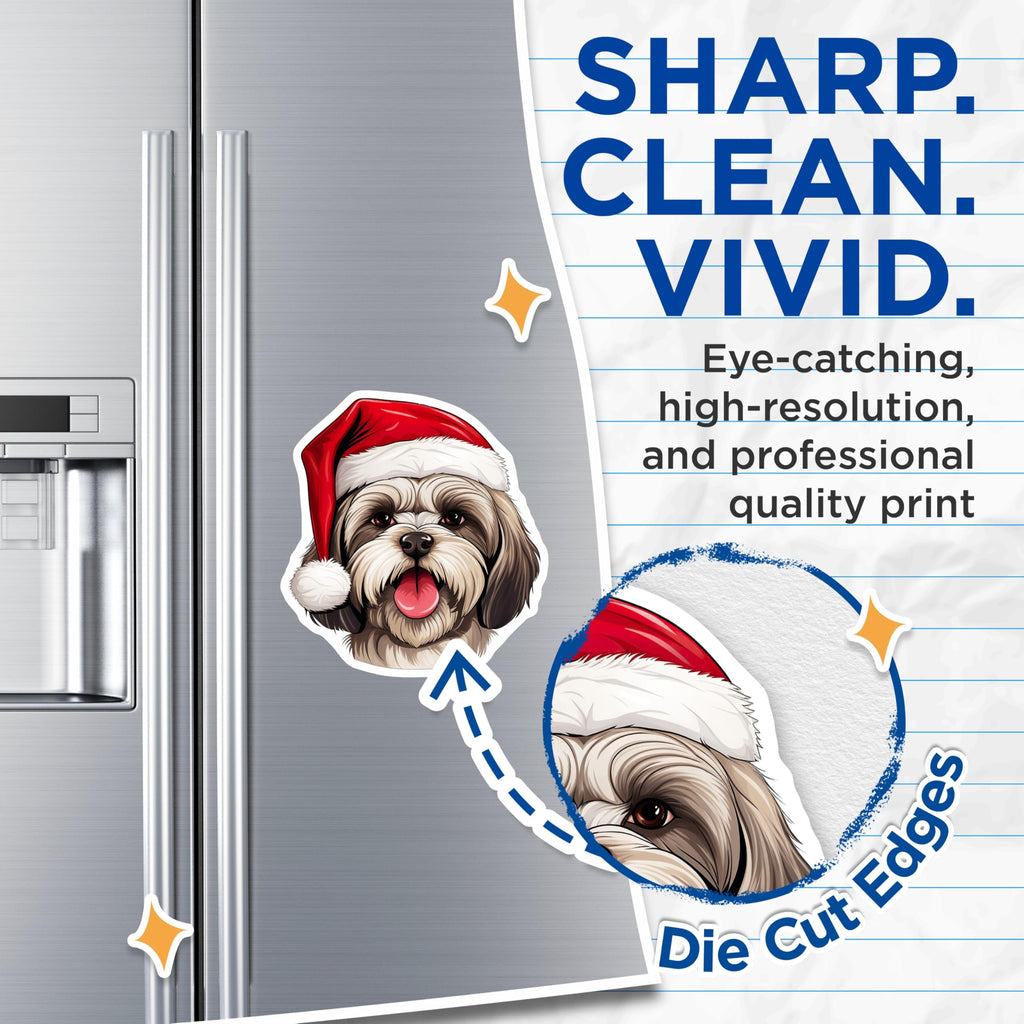 (2 Pack) Shih Tzu Christmas Magnets - Holiday Dog Refrigerator - Pet Owner Stocking Stuffer - 5 Inches On Longest Side - Thick Durable Magnet - Made in USA - MAG28716