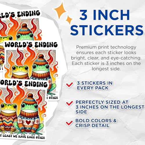 (3 Pack) Frog Laptop Decals - Funny Frog Decal - Cute Animal Decal - 3 Inches On Longest Side - Easy Peel & Apply - Made in USA - 3MCS6367