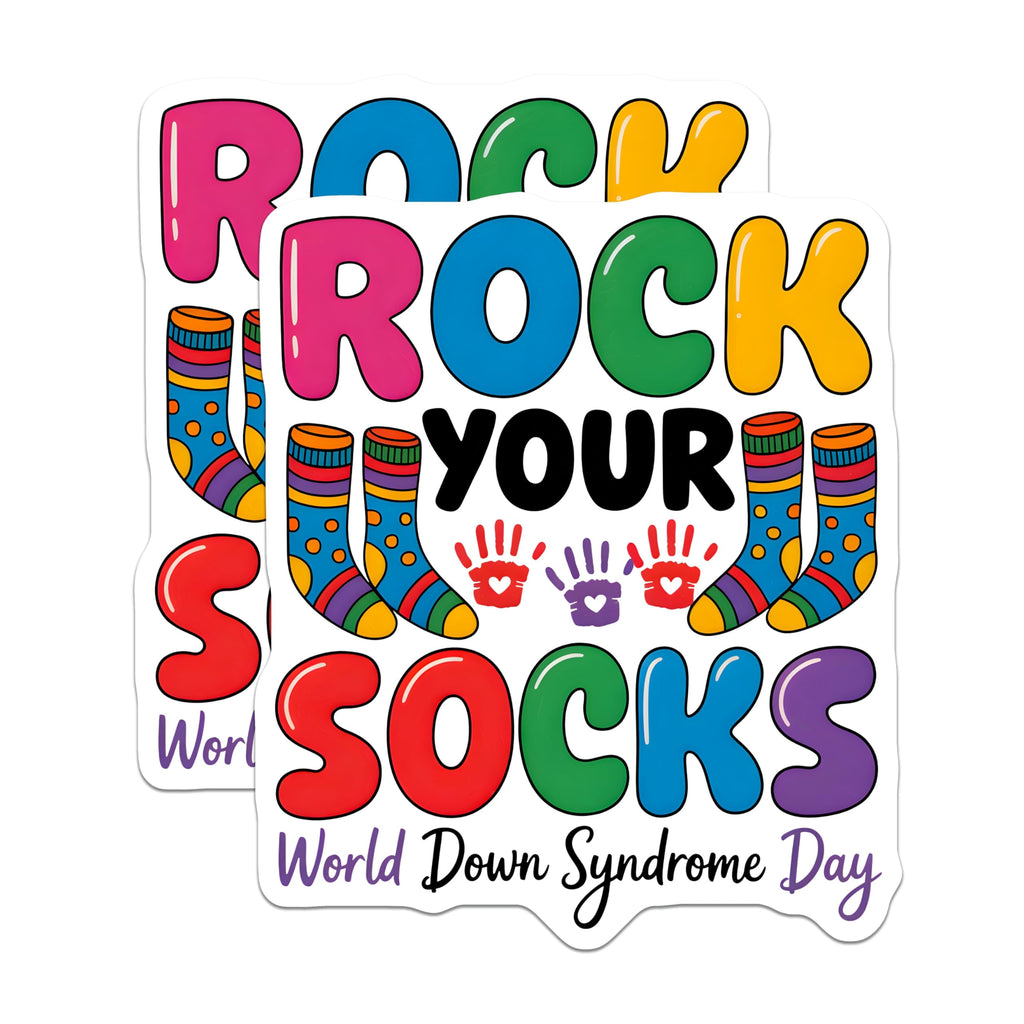 (2 Pack) Down Syndrome Awareness Magnets - Rock Your Socks Day - Inclusion Support Family Advocate - 5 Inches On Longest Side - Thick Durable Magnet - Made in USA - MAG29952