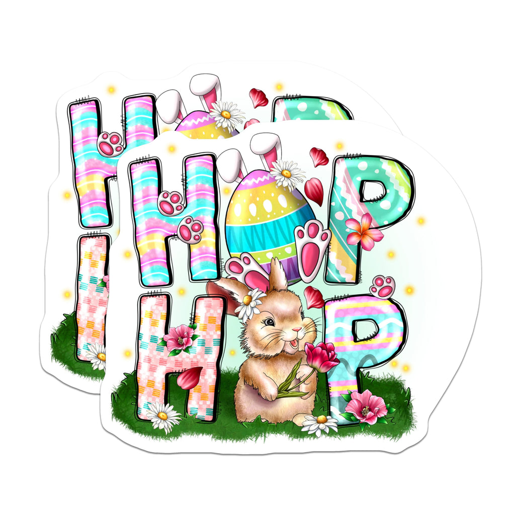 (2 Pack) Hippity Hoppity Easter Magnets - Spring Bunny Decor - Cute Refrigerator Magnets - Fun Holiday Kitchen Decor - 5 Inches On Longest Side - Thick Durable Magnet - Made in USA - MAG30277