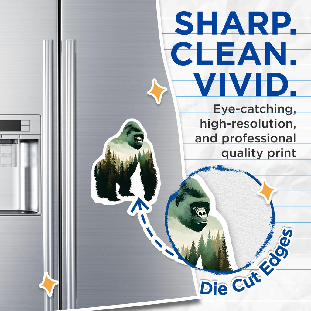 (2 Pack) Gorilla Magnets - Mountain Forest Scene - Animal Lover Decor - 5" On Longest Side - Premium Magnet - for Cars, Refrigerators, Toolboxes, Lockers - Made in USA - MAG14311