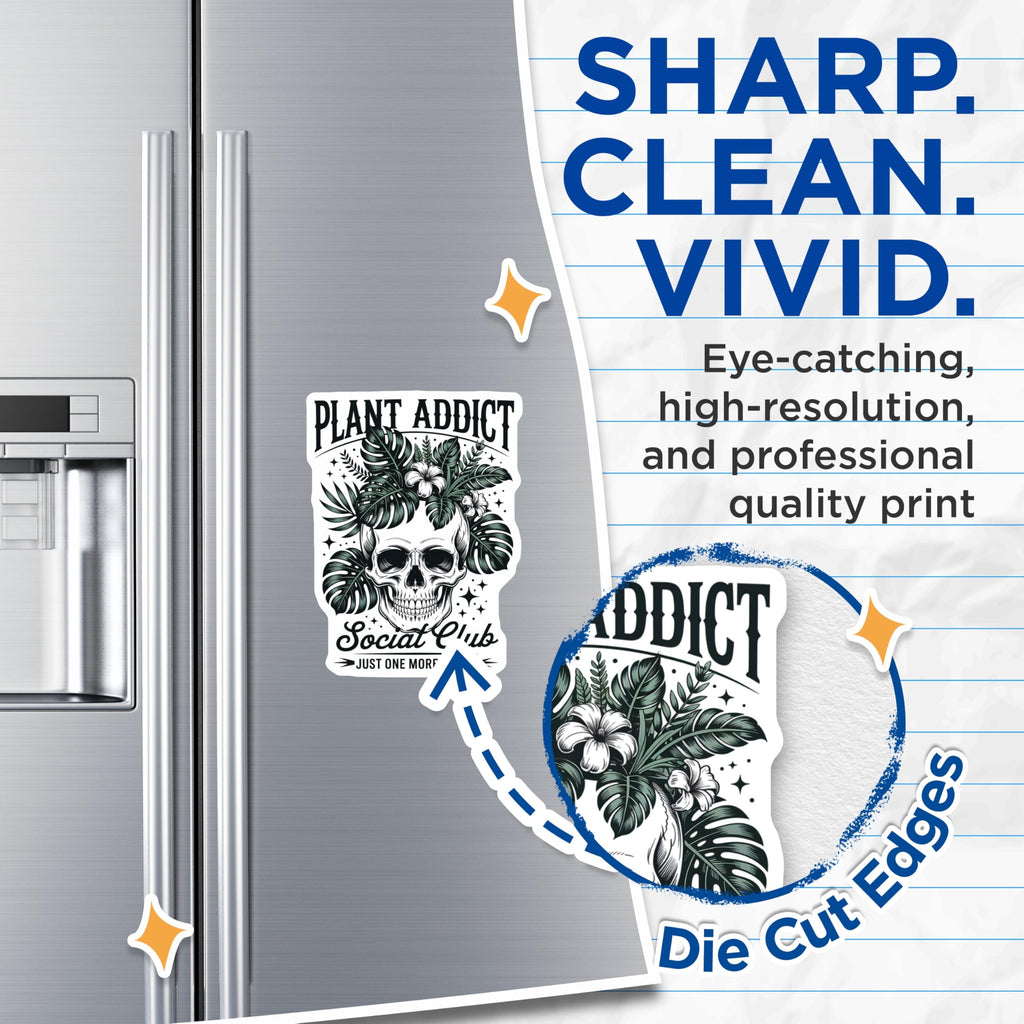 (2 Pack) Plant Addict Social Club Magnets - Skull Houseplant Lover Decor - Tropical Just One More Plant Art - 5 Inches On Longest Side - Thick Durable Magnet - Made in USA - MAG22461
