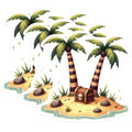 (3 Pack) Treasure Island Decals - Tropical Laptop Decal - Pirate Skull Decal- 3 Inches On Longest Side - Easy Peel & Apply - Made in USA - 3MCS5561