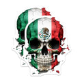 (2 Pack) Mexican Skull Stickers - Day of The Dead Stickers - Mexican Flag Skull Stickers - Dia de Los Muertos Stickers - 5" On Longest Side - Sticks to Smooth Flat Surfaces - Made in USA - BMCS5167