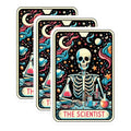 (3 Pack) Scientist Skeleton Decals - Mad Science Decor - Laptop Decals - 3 Inches On Longest Side - Easy Peel & Apply - Made in USA - 3MCS4261