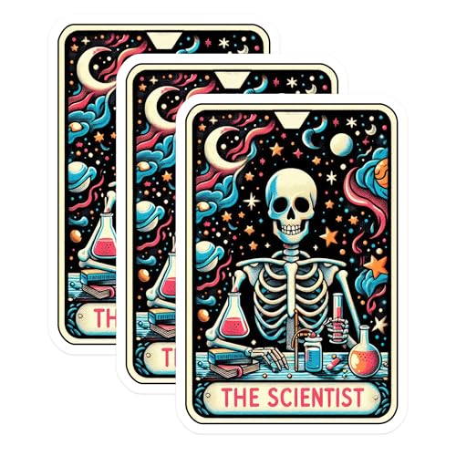 (3 Pack) Scientist Skeleton Decals - Mad Science Decor - Laptop Decals - 3 Inches On Longest Side - Easy Peel & Apply - Made in USA - 3MCS4261
