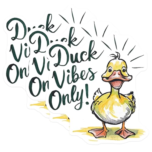 (3 Pack) Duck Vibes Only Decals - Cute Duckling Art - Laptop Decal - 3 Inches On Longest Side - Easy Peel & Apply - Made in USA - 3MCS7243