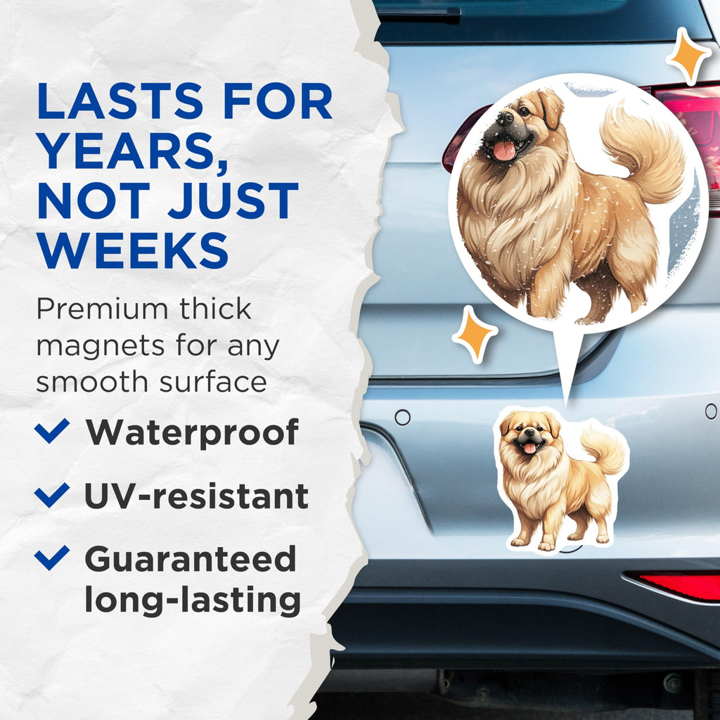 (2 Pack) Pekingese Dog Magnets - Cute Fluffy Puppy - Dog Lover Refrigerator Decor for Pet Owners - 5 Inches On Longest Side - Thick Durable Magnet - Made in USA - MAG30052