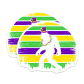 (2 Pack) Mardi Gras Bigfoot Magnets - Party Sasquatch Decor - Funny Fridge Magnets - 5" On Longest Side - Premium Magnet - for Cars, Refrigerators, Toolboxes, Lockers - Made in USA - MAG16689