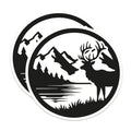 (2 Pack) Majestic Elk Magnets - Mountain Lake Wilderness Scene - Forest Wildlife Refrigerator Decals Cabin Lodge Decor - 5 Inches On Longest Side - Thick Durable Magnet - Made in USA - MAG23031
