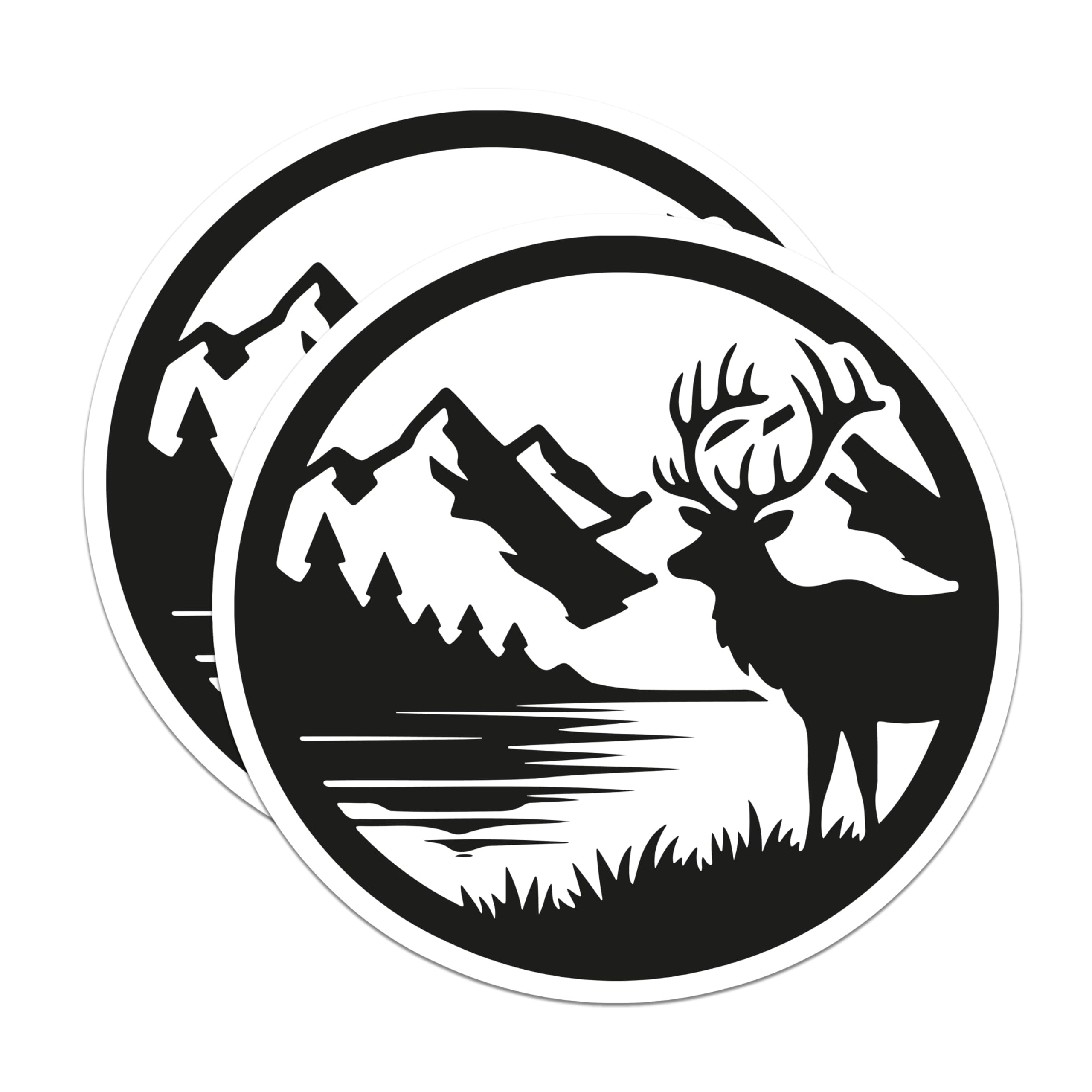 (2 Pack) Majestic Elk Magnets - Mountain Lake Wilderness Scene - Forest Wildlife Refrigerator Decals Cabin Lodge Decor - 5 Inches On Longest Side - Thick Durable Magnet - Made in USA - MAG23031