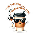 (2 Pack) Procaffeinator Stickers - Cute Coffee Stickers - Funny Coffee Cup Stickers - 5" On Longest Side - Sticks to Any Smooth Flat Surface - Made in USA - BMCS3281