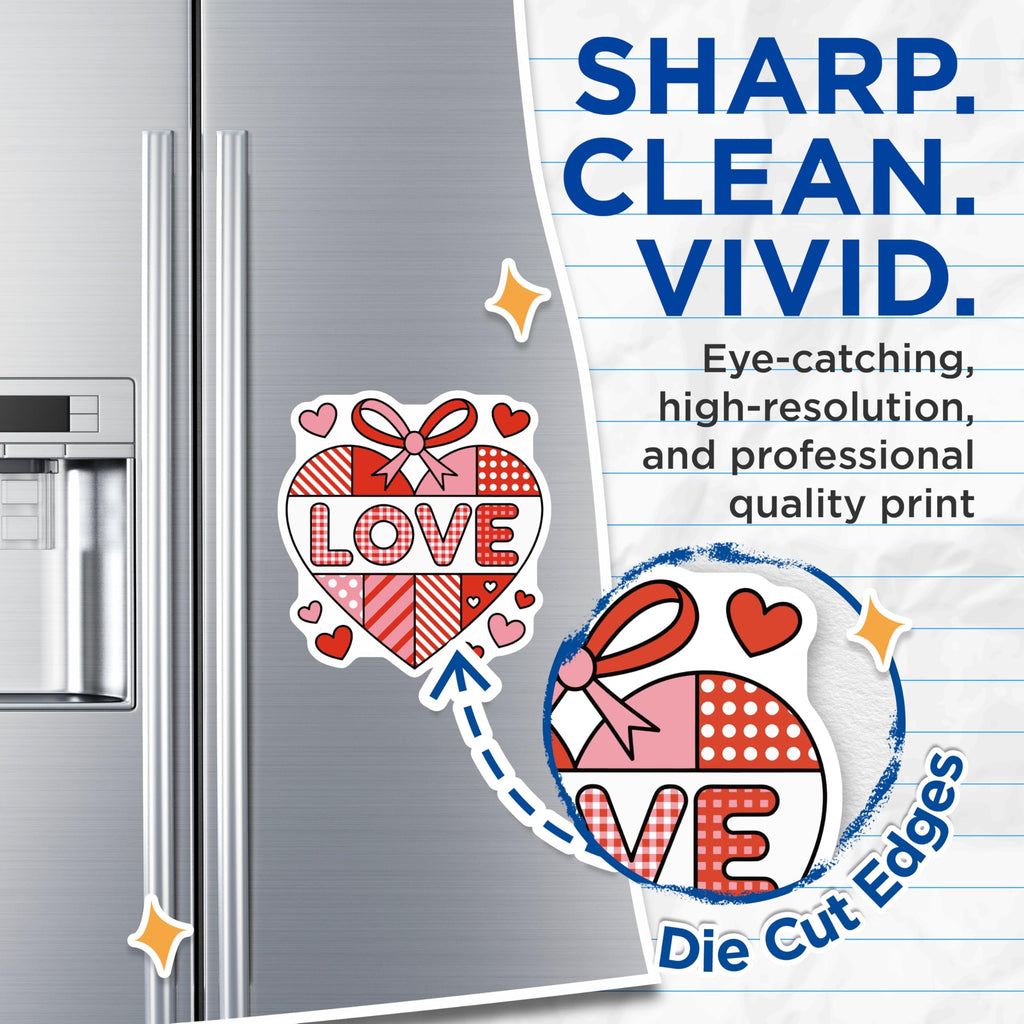 (2 Pack) Love Heart Magnets - Valentine's Day Decor - Patterned Love Message Magnets - Fridge Locker Accent - 5 Inches On Longest Side - Thick Durable Magnet - Made in USA - MAG22245