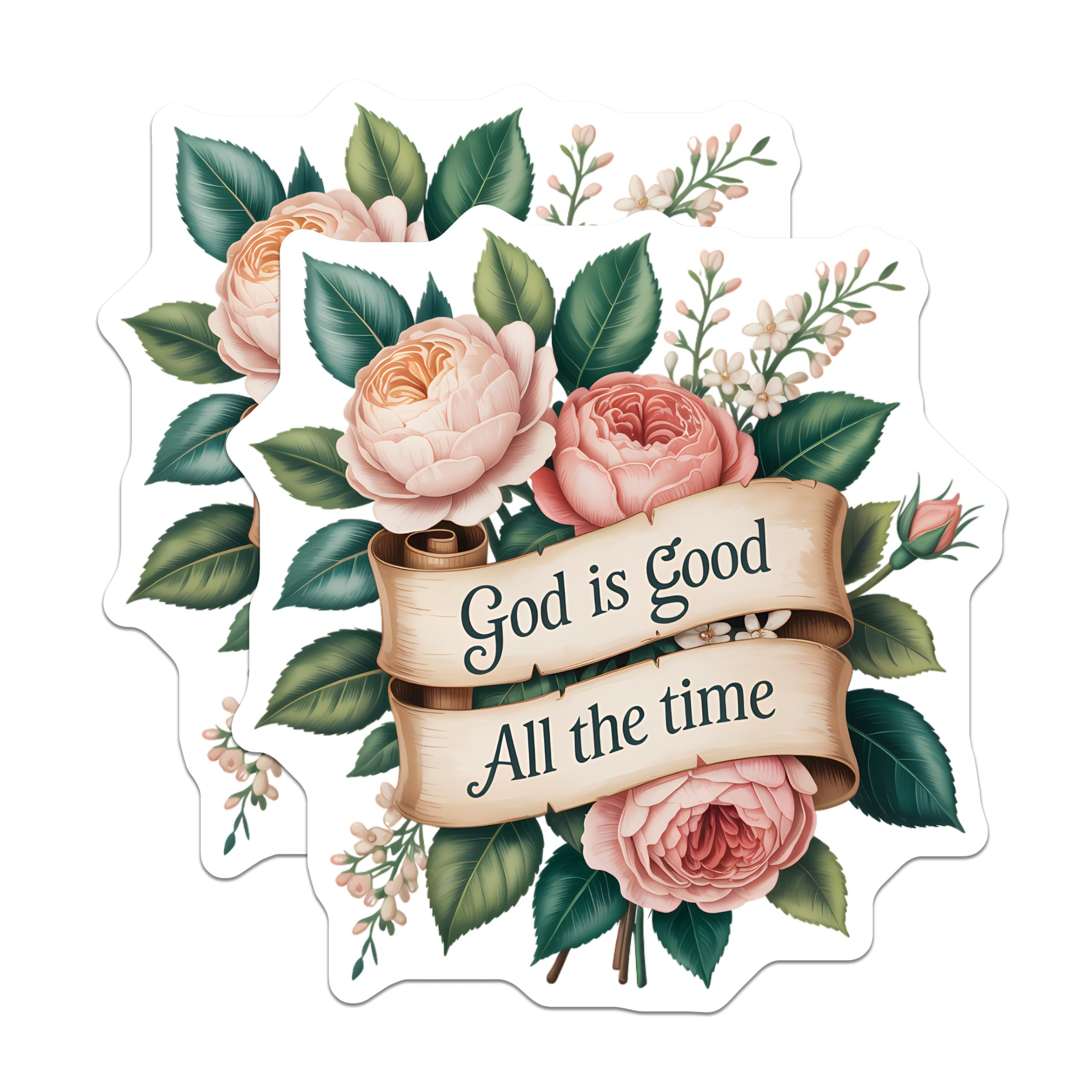 (2 Pack) Christian Faith Magnets - God is Good All the Time Scripture Art - Inspirational Rose Bouquet Home Decor - 5 Inches On Longest Side - Thick Durable Magnet - Made in USA - MAG22263