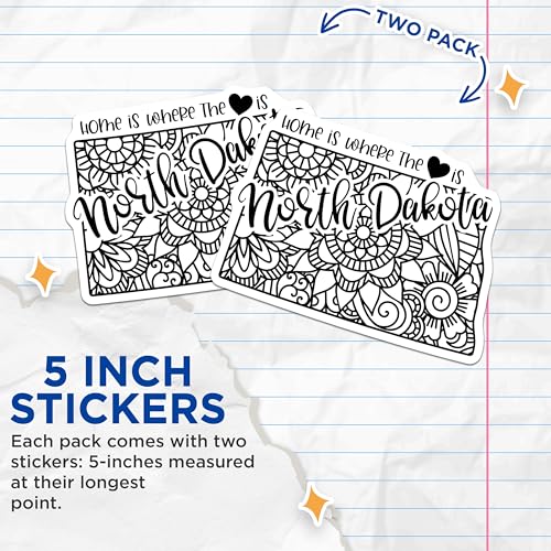 (2 Pack) North Dakota Stickers - 5" On Longest Side - Sticks to Smooth Flat Surfaces - Made in USA - BMCS9084 - BMCS9084