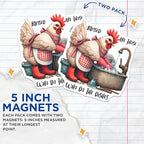 (2 Pack) Blessed Dishes Magnets - Kitchen - Funny Chicken Cleaning - Farmhouse Style - 5" On Longest Side - for Cars, Fridges, Toolboxes - Made in USA - MAG4502