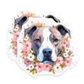 (2 Pack) Floral Pitbull Dog Magnets - Cute Dog Lover Pet Mom Decor - Refrigerator Locker Magnets - 5 Inches On Longest Side - Thick Durable Magnet - Made in USA - MAG26786