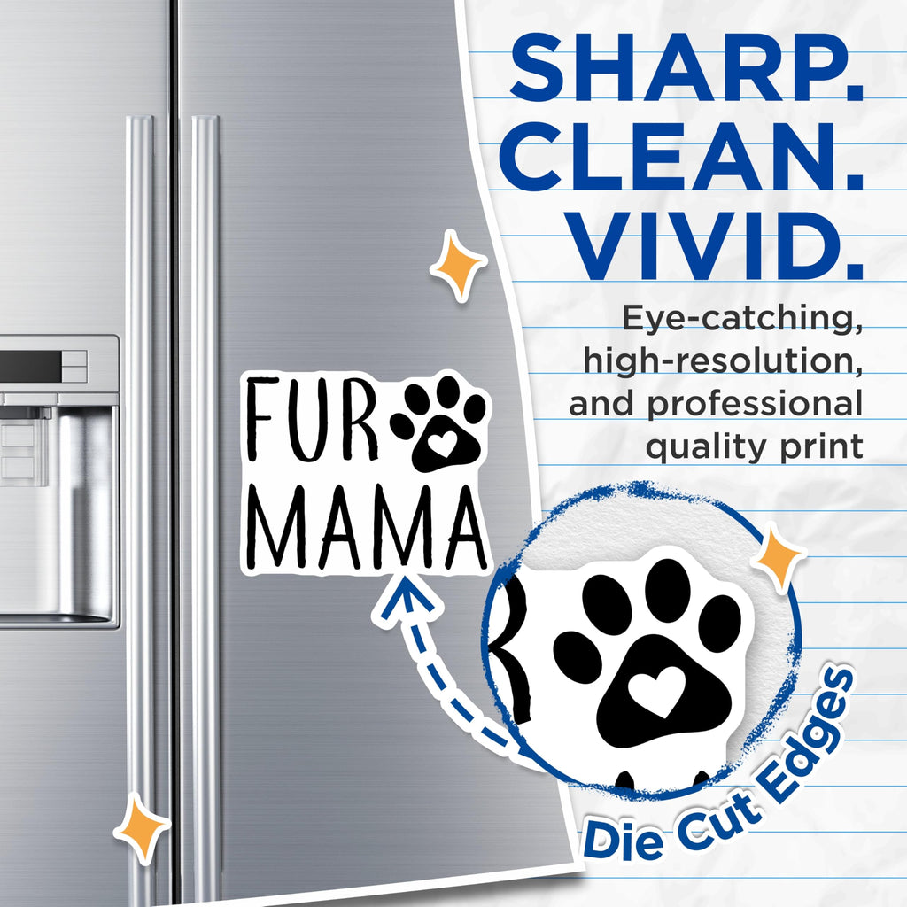 (2 Pack) Fur Mama Magnets - Pet Lover Accessory - Dog Mom Cat Mom Decor - Animal Parent Statement - Refrigerator Locker Decor - 5 Inches On Longest Side - Thick Durable Magnet - Made in USA - MAG22374