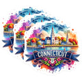 (3 Pack) Connecticut Decals - State Pride Stickers - Laptop Decal- 3 Inches On Longest Side - Easy Peel & Apply - Made in USA - 3MCS5555