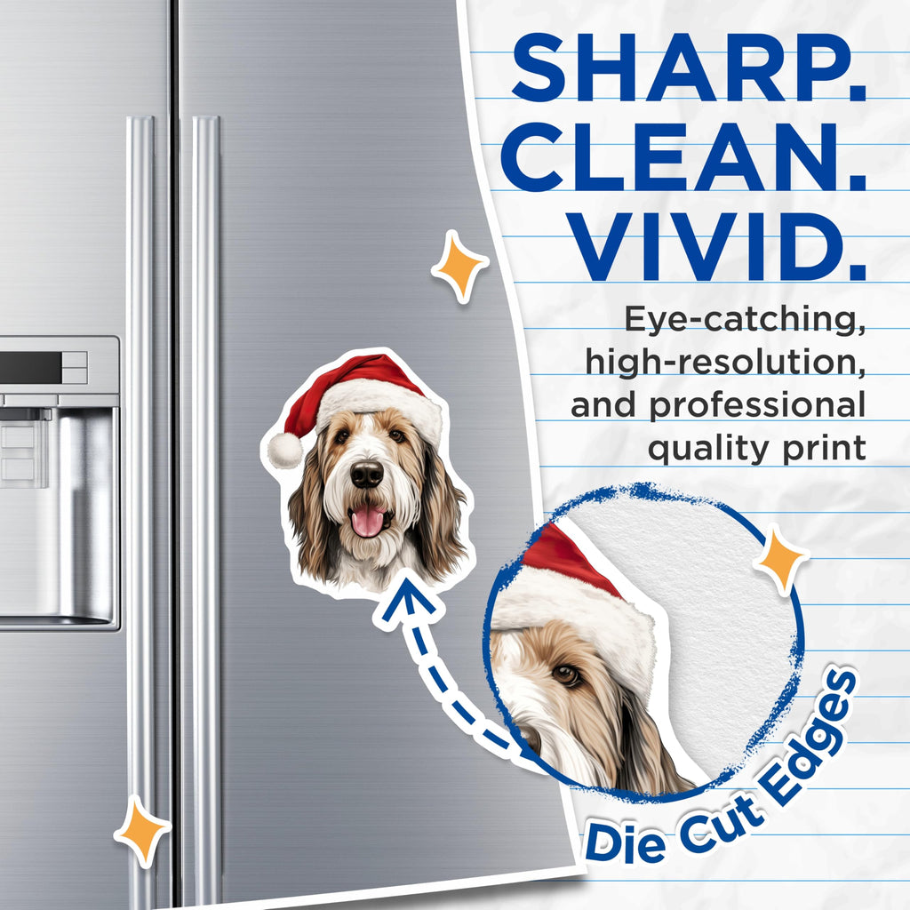 (2 Pack) Christmas Dog Magnets - Santa Hat Pet - Holiday Hound Decor - 5 Inches On Longest Side - Thick Durable Magnet - Made in USA - MAG29737