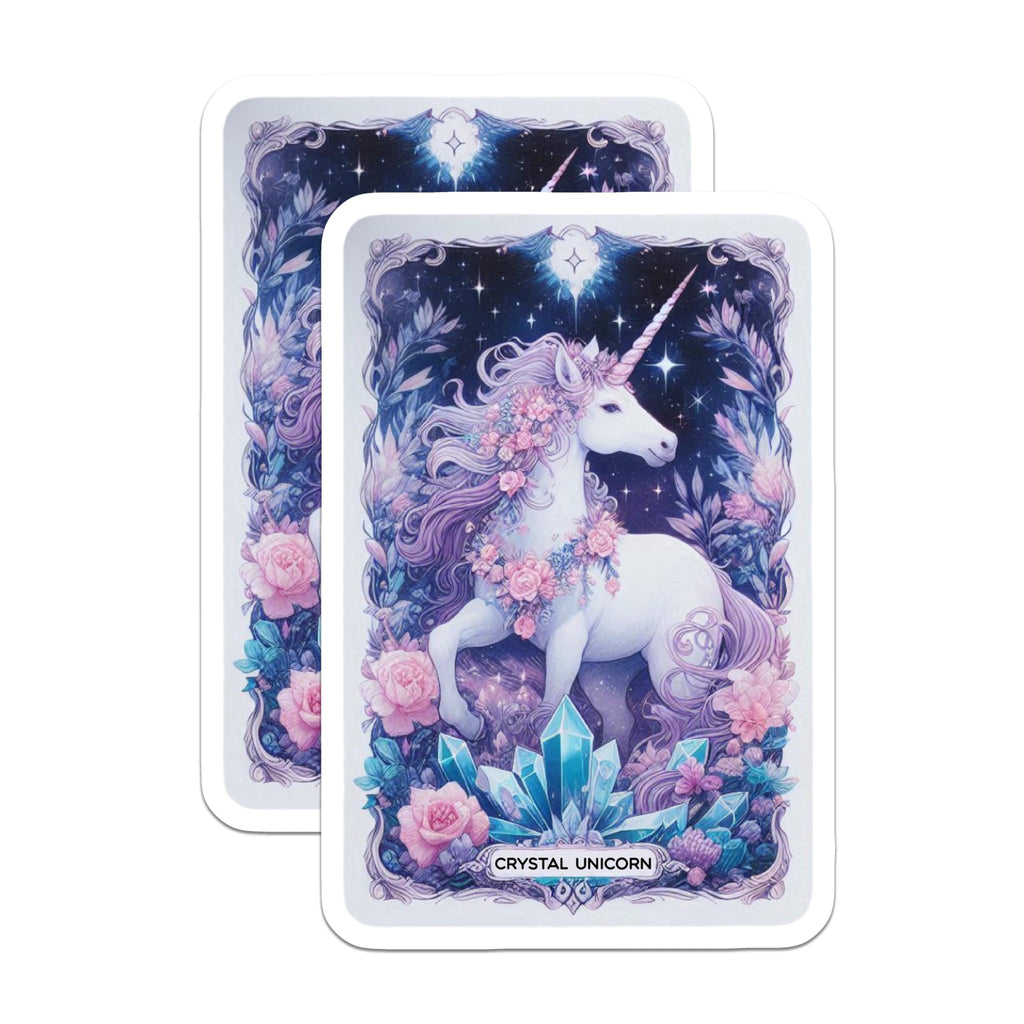 (2 Pack) Crystal Unicorn Magnets - Magical Fantasy Decor - Floral Starry Night Art - 5 Inches On Longest Side - Thick Durable Magnet - Made in USA - MAG21922