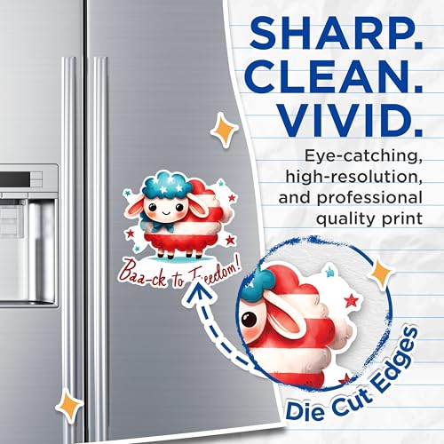 (2 Pack) Baa-ck to Freedom Magnets - Patriotic Sheep Magnets - Cute USA Theme Magnets- 5" On Longest Side - for Fridges, Toolboxes, Cars - Made in USA - MAG2721