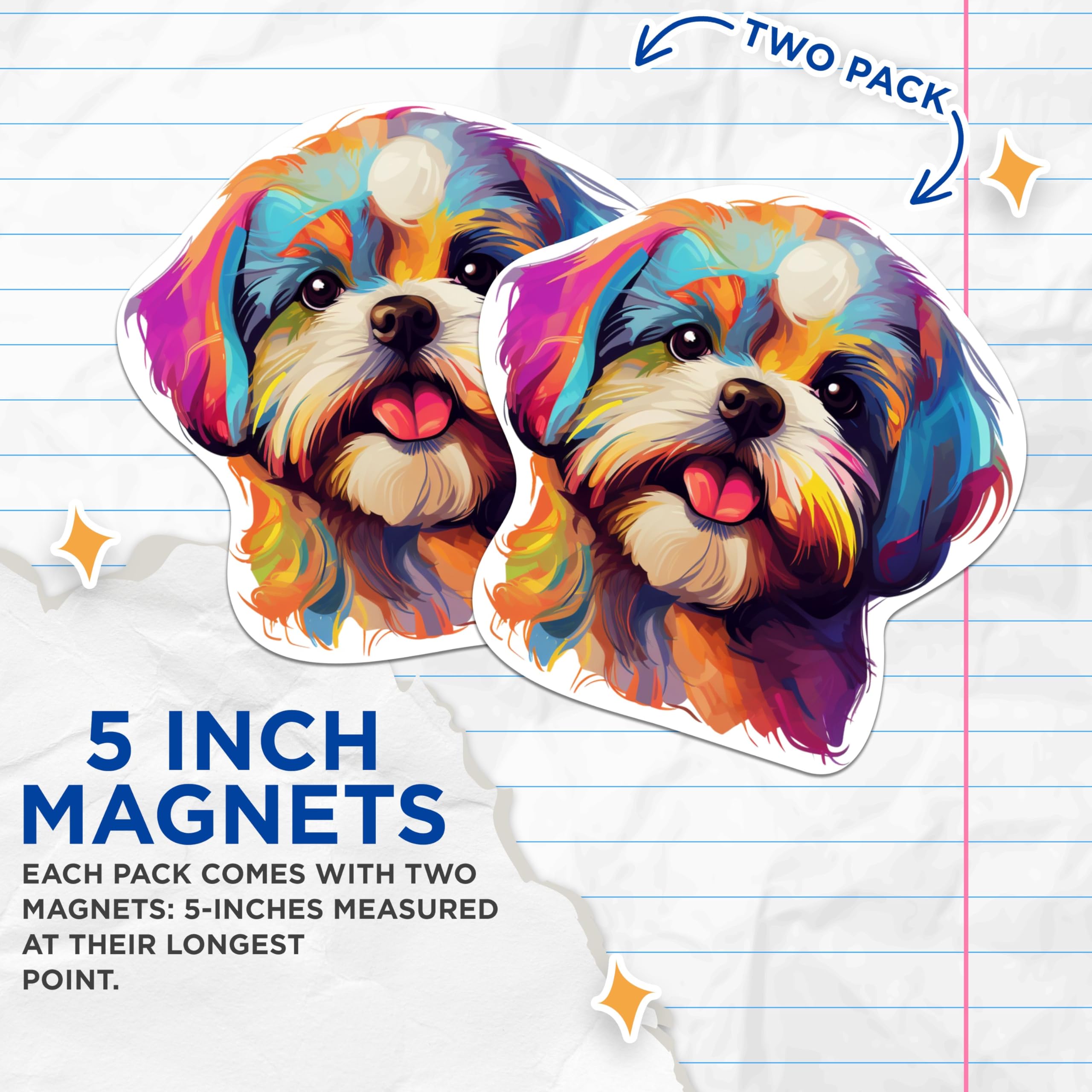 (2 Pack) Shih Tzu Dog Breed Magnets - 5 Inches On Longest Side - Choose from Over 100 Dog Breeds - for Cars, Refrigerators, Toolboxes - Made in USA - MAG1951