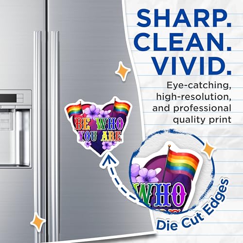 (2 Pack) Be Who You are Magnets - Pride Heart Art - Inspirational Rainbow Decor - LGBTQ Positive Message - 5" On Longest Side - for Cars, Fridges, Toolboxes - Made in USA - MAG8266