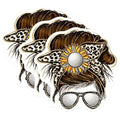 (3 Pack) Golf Mom Decals - Messy Bun Golfer - Sunflower Leopard Print Laptop Decal - 3 Inches On Longest Side - Easy Peel & Apply - Made in USA - 3MCS4969