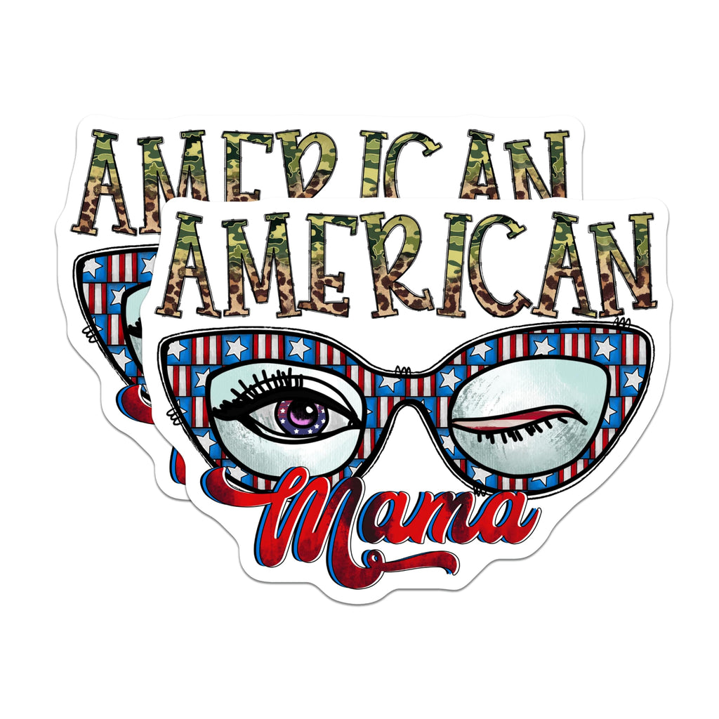 (2 Pack) American Mama Magnets - Patriotic Mom Decor - Camo Stars and Stripes - 5 Inches On Longest Side - Thick Durable Magnet - Made in USA - MAG24826