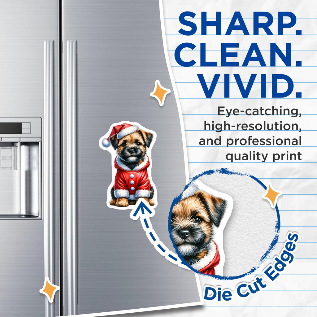 (2 Pack) Christmas Dog Magnets - Santa Puppy Decor - Holiday Terrier Pet - 5 Inches On Longest Side - Thick Durable Magnet - Made in USA - MAG23271