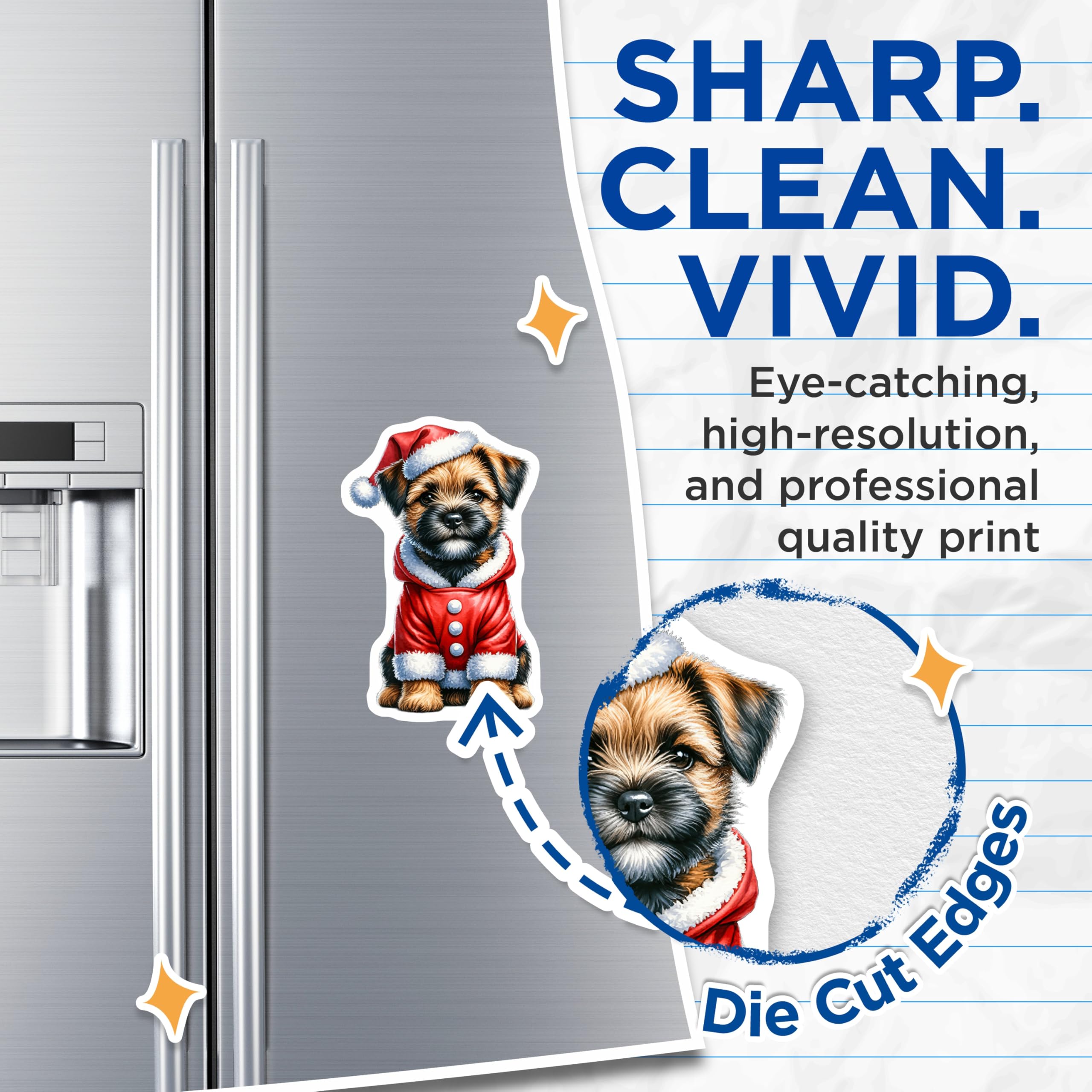 (2 Pack) Christmas Dog Magnets - Santa Puppy Decor - Holiday Terrier Pet - 5 Inches On Longest Side - Thick Durable Magnet - Made in USA - MAG23271