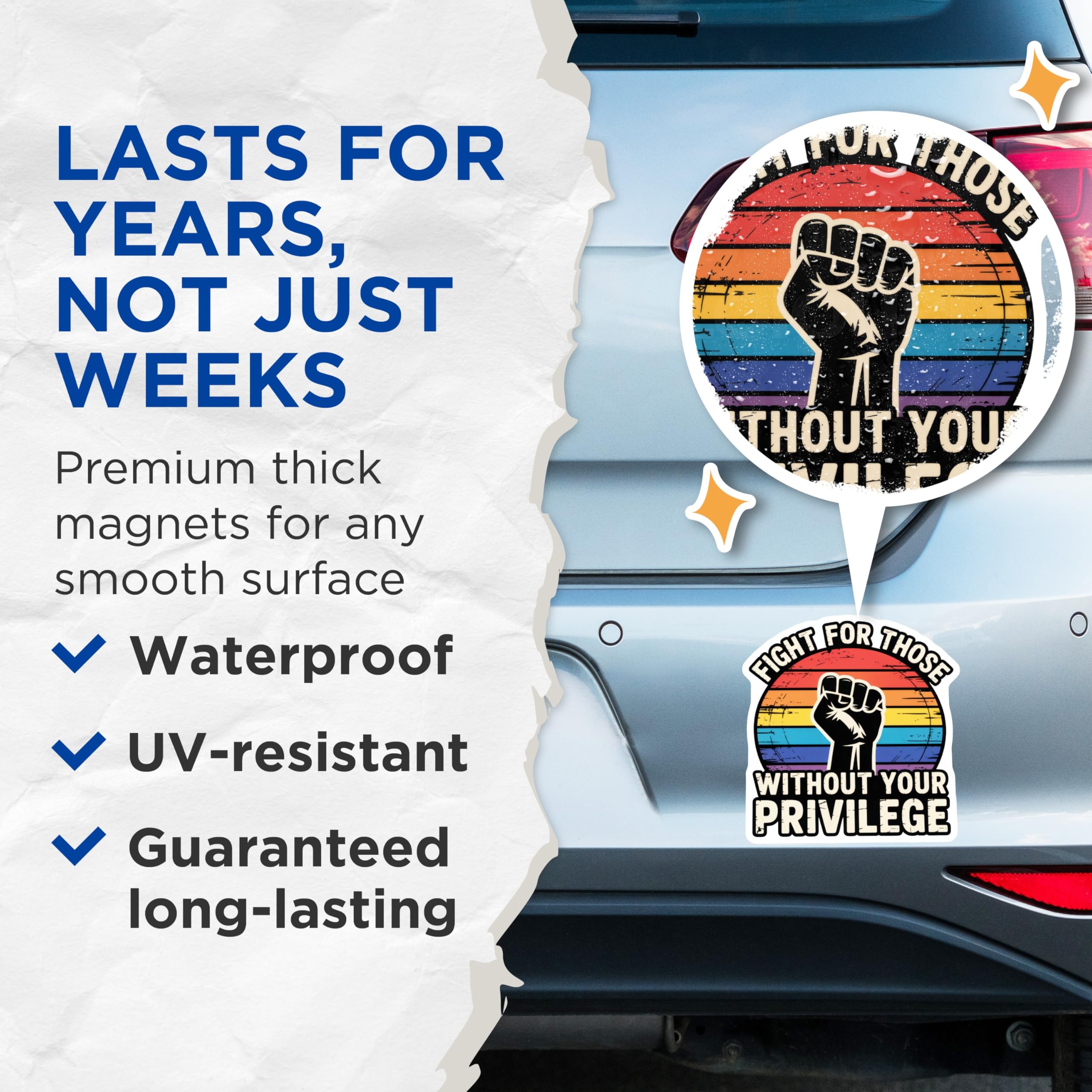 (2 Pack) Fight for Others Magnets - Raised Fist - Social Justice Decor - 5" On Longest Side - Premium Magnet - for Cars, Refrigerators, Toolboxes, Lockers - Made in USA - MAG16112