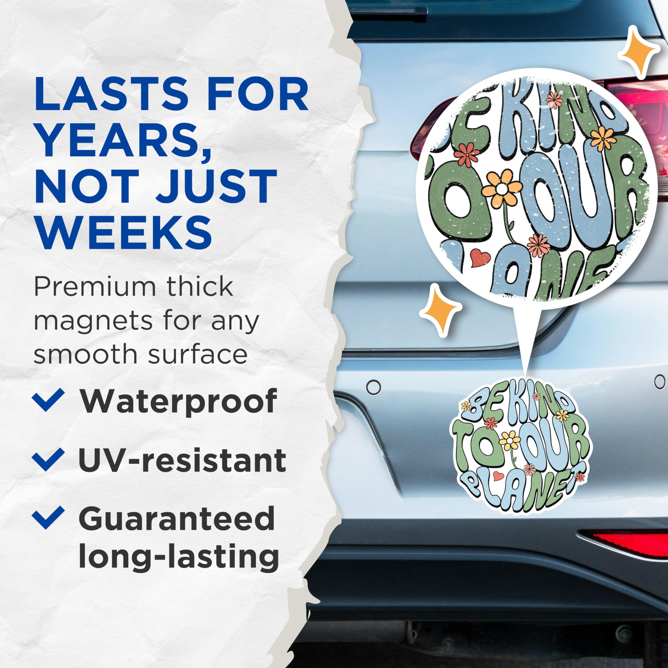 (2 Pack) Be Kind to The Planet Magnets - Earth Friendly Decor Magnets - Motivational Quote Magnets for Fridge or Office- 5" On Longest Side - for Fridges, Toolboxes, Cars - Made in USA - MAG3026