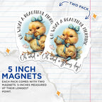 (2 Pack) Beautiful Morning Magnets - Cute Chick Design - Inspirational Kitchen - Fridge Magnet - Positive Quote - 5" On Longest Side - for Cars, Fridges, Toolboxes - Made in USA - MAG4363