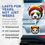(2 Pack) Rasta Panda Magnets - Cool Fridge - Fun Animal Magnets - Bright Kitchen Magnets - 5" On Longest Side - for Cars, Fridges, Toolboxes - Made in USA - MAG4388