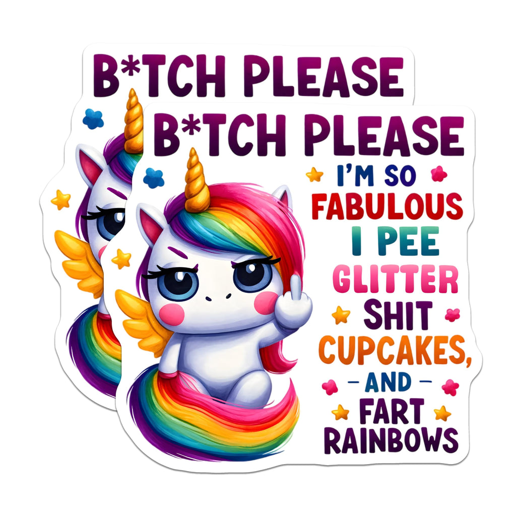 (2 Pack) Sassy Unicorn Stickers - Funny Unicorn Stickers - Humorous Quote Stickers - 5" On Longest Side - Sticks to Any Smooth Flat Surface - Made in USA - BMCS3346