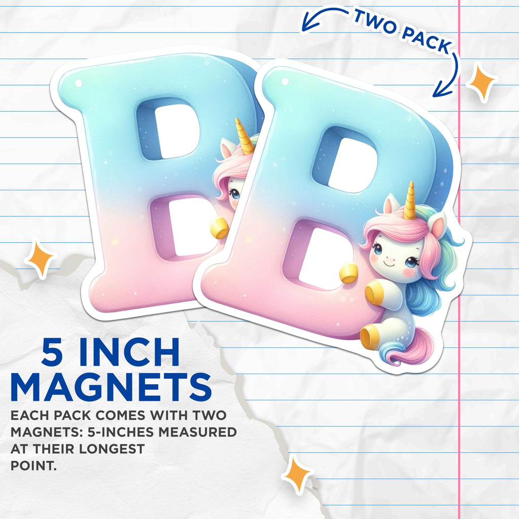 (2 Pack) Letter D Unicorn Magnets - Initial D - Refrigerator Magnets - 5" On Longest Side - Premium Magnet - for Cars, Refrigerators, Toolboxes, Lockers - Made in USA - MAG14397