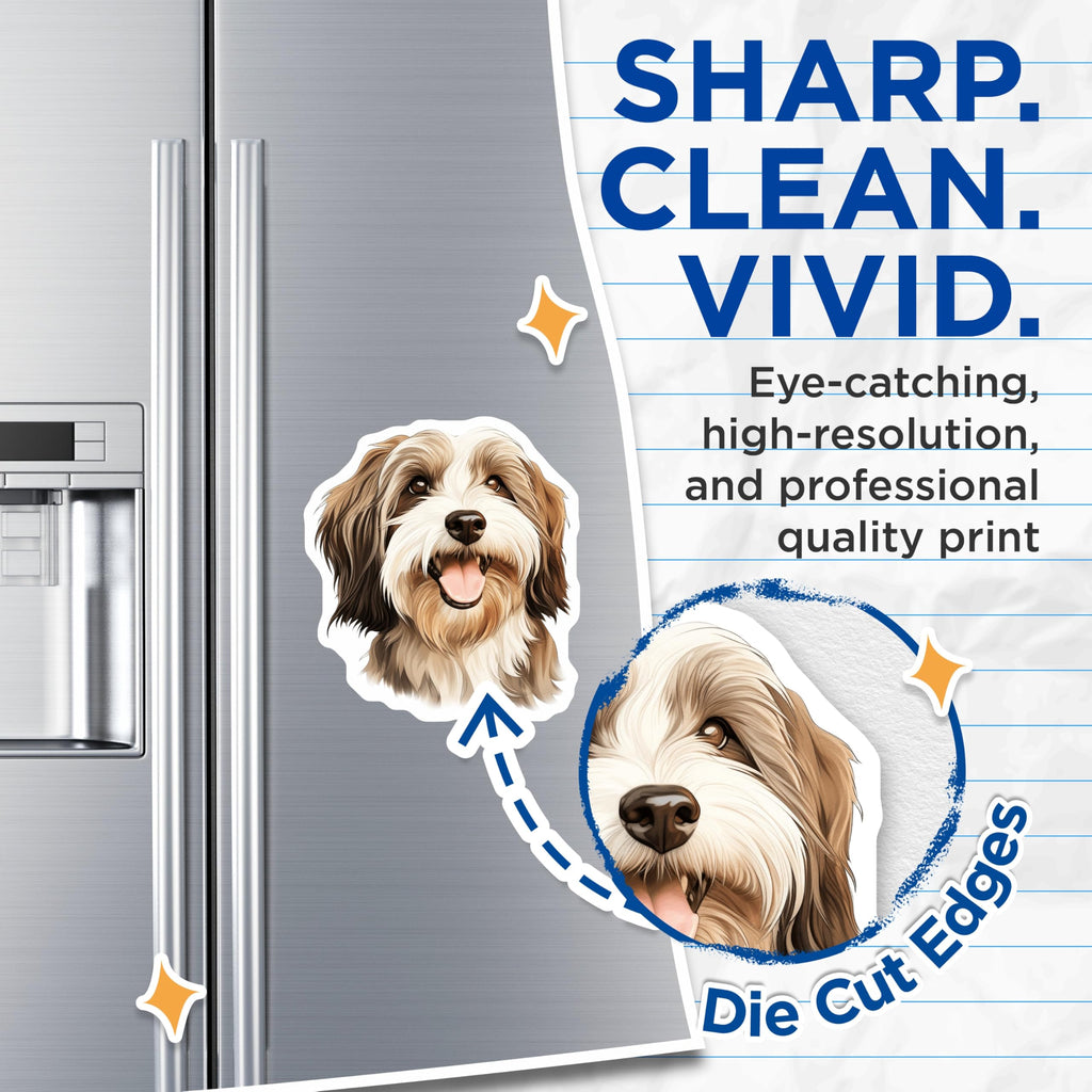 (2 Pack) Happy Fluffy Dog Magnets - Cute Pet Decor - Animal Lover Accents - 5 Inches On Longest Side - Thick Durable Magnet - Made in USA - MAG25092