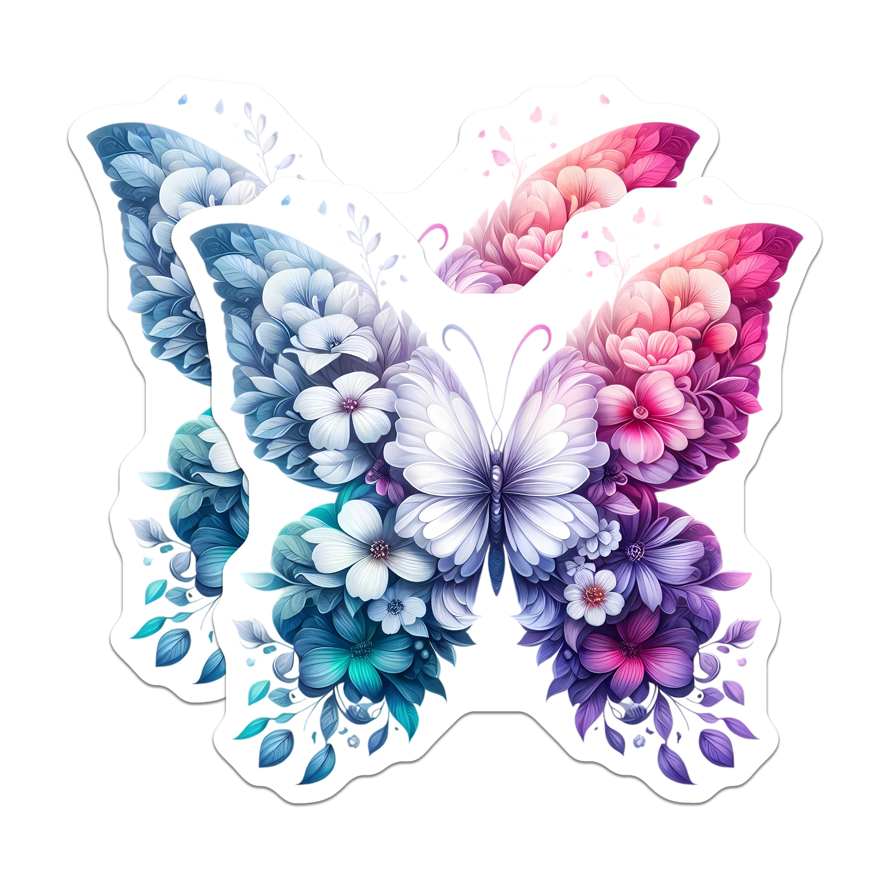 (2 Pack) Floral Butterfly Magnets - Whimsical Nature Art - Ethereal Spring Decor - Refrigerator Whiteboard Accent - 5 Inches On Longest Side - Thick Durable Magnet - Made in USA - MAG36800