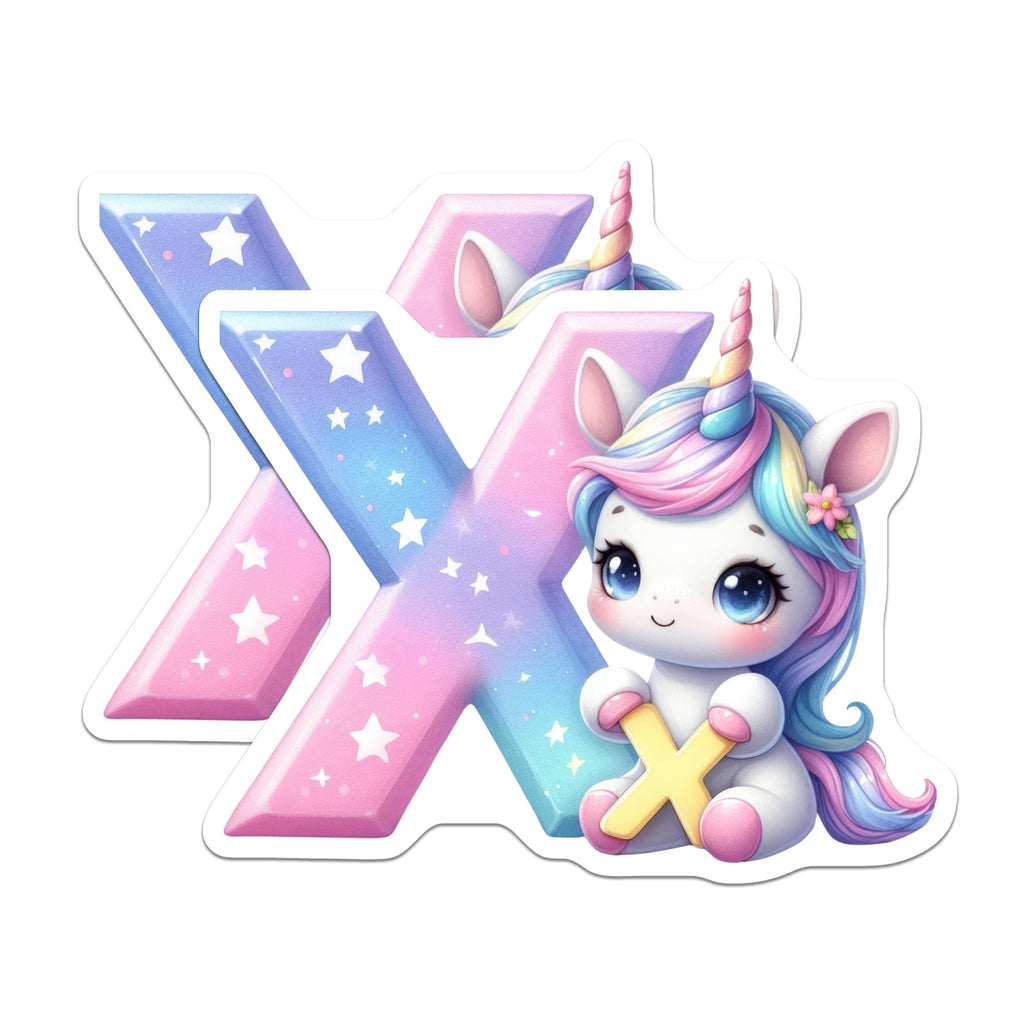 (2 Pack) Letter X Unicorn Magnets - Alphabet Initial Decor - Whimsical Cute Fridge Magnets - 5" On Longest Side - Premium Magnet - for Cars, Refrigerators, Toolboxes, Lockers - Made in USA - MAG15583